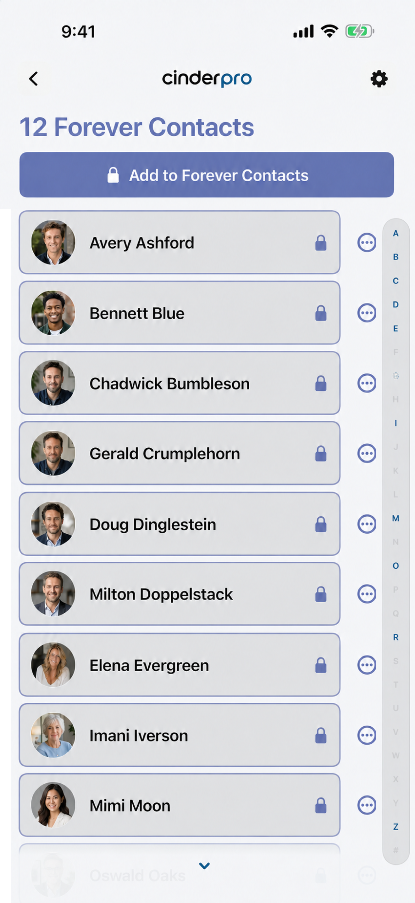 Cinder Forever Contacts manager